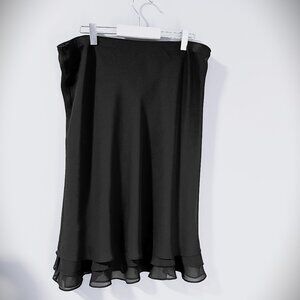 SHEER LAYERED MSK stretch waist MIDI black elegant all occasion skirt Size M